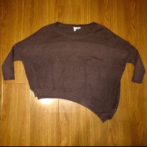 Mauve Brown Asymmetrical 3/4 Sleeve Sweater